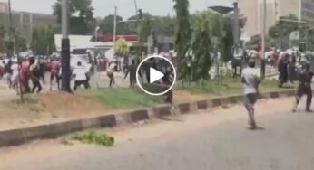 Breaking: Heavy Gunshot As Thugs Attack NLC Protesters In Kaduna (Video)