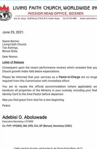 Letter To Winners Chapel Pastors