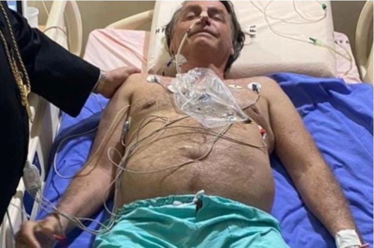 Brazil's President Jair Bolsonaro is being treated for a blocked intestine. It is not clear whether he will need surgery. He posted this picture from the armed forces hospital in Brasilia before he was transferred [INSTAGRAM @jairmessiasbolsonaro via Reuters]