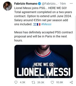 Lionel Messi Officially Joins PSG