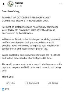 Npower Batch C Payment For October 2021