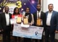 L-R: Mr Folorunsho Alaran, Marketing Manager (West Africa), Shalina Healthcare; Ms Okafor Cynthia Chidera, University of Ibadan, 2nd Runner Up; Ms Zakariya Farida, Ahmadu Bello University, Zaria, Winner, Shalina Young Talents Award, SYTA Season 3, (Best Pharmaceutical Student in Nigeria); Oyenyi Adedoyin Emmanuel, University of Lagos, 1st Runner Up; and Mr Arun Raj, Vice President/ Head, Shalina West Africa at the National Grand finale of SYTA 2021 held in Lagos, Tuesday November 23, 2021.