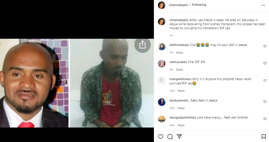 BREAKING: Nollywood Actor Leo Mezie Is Dead, See Cause Of Death