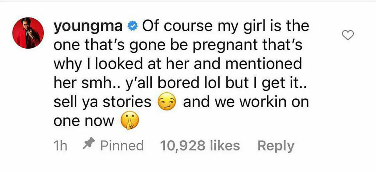 The rapper claps back at pregnancy rumors (Image via theshaderoom/Instagram)