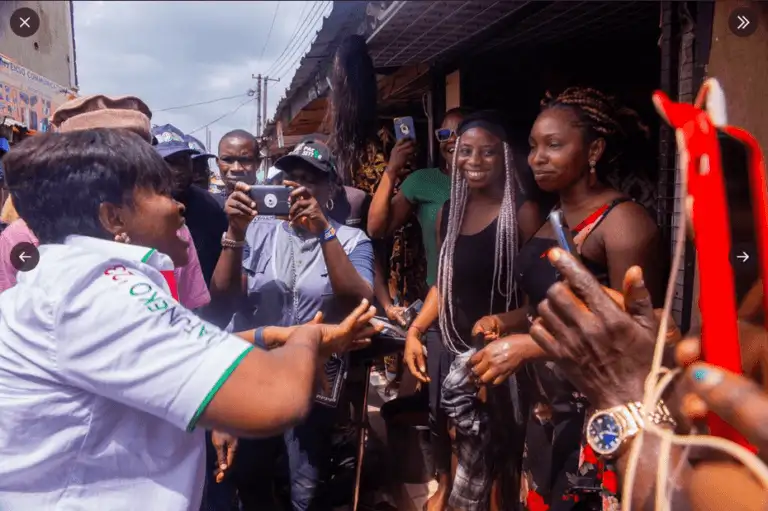 Lagos 2023: APC Fumes As Funke Storms Ojo Market, Women Rejoice (Video)