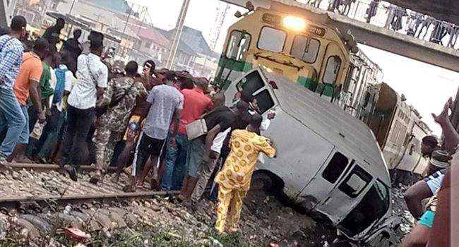 Train Crushes BRT Bus In Lagos