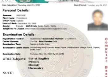JAMB Reprint 2023 Exam Slip