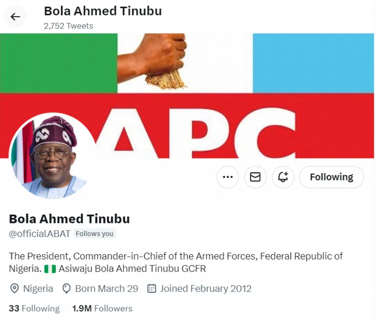 President Bola Tinubu's Verification Badge