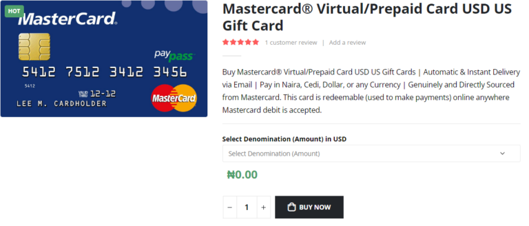 How to Buy a MasterCard Prepaid/Virtual Card Online in Nigeria