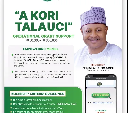 A Kori Talauci Operational Grant for Kaduna State MSMEs