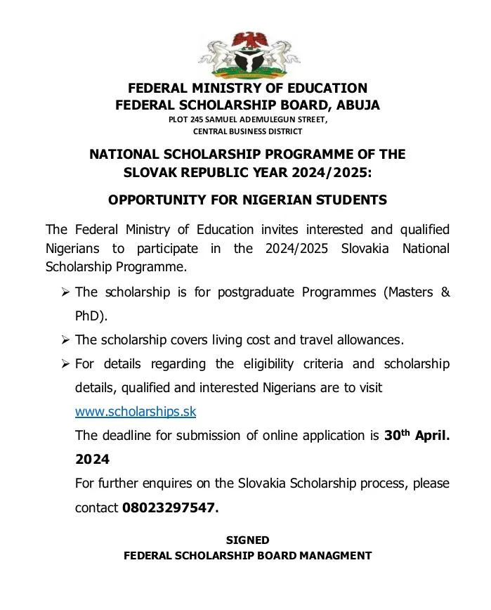Slovakia Scholarship Program