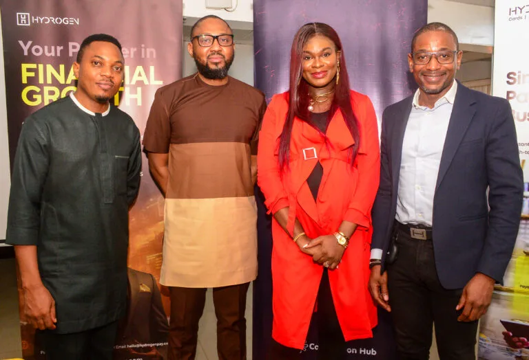 L-R: Obinna Ojekwe, Head, Brand and Marketing, Hydrogen; Emeka Awagu, Chief Technology Officer at Hydrogen; Miracle Ezechi, Digital Marketing Lead, Hydrogen, and Ina Alogwu, Group Director, Digital Transformation, ARM HoldCo, at the training session organised by Hydrogen in partnership with CcHub for tech startups in Lagos... recently.