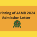 JAMB 2024 Admission Letter