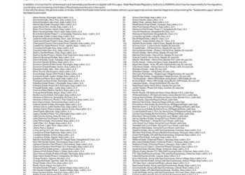 Full List of 176 Estates Declared Illegal by Lagos Government